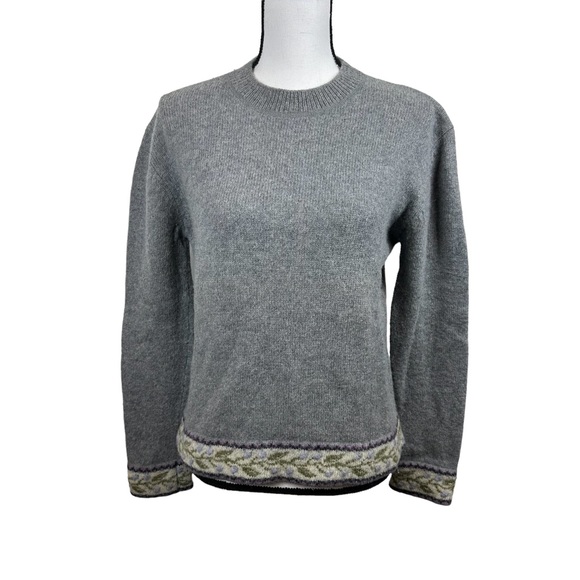 Woolrich Women's Wool Pewter Gray Sweater
with Hem and Cuff Accents Size M - Picture 3 of 16